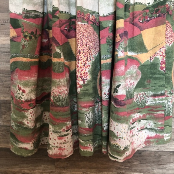 Vintage Linen Cotton  Blend Pleated Boho Prairie Maxi Skirt Medium - Picture 16 of 16